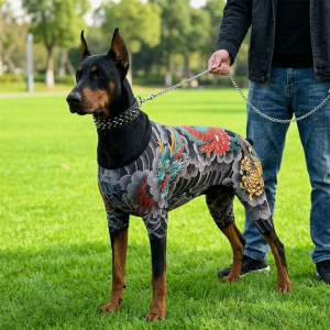 HOMEVOYAG Elastic Dog Tattoo Clothes Doberman Pinscher S-9XL Pet Tattoo Shirt Humorous Soft Cat Tattoo Vest Four Seasons