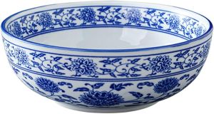 Luxshiny Blue and White Bowls 6.88 Inch Porcelain Bowl for Home Use Handcrafted Ceramic Soup and Salad Bowl Microwave and Dishwasher Safe Chinese Style Dining Tableware