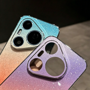 Luxury Shiny Glitter Gradient Case For Huawei Pura90 Pura80 Pura70 Pro Max Soft Plating Acrylic Back Camera Protection Cover