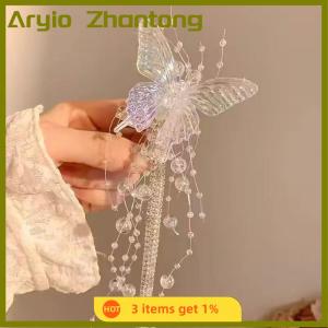 Aryio Dài bướm đính cườm tua tóc clip cho phụ nữ cổ tích tính khí ngọt ngào công chúa Kẹp tóc Thời trang cô dâu phụ kiện tóc