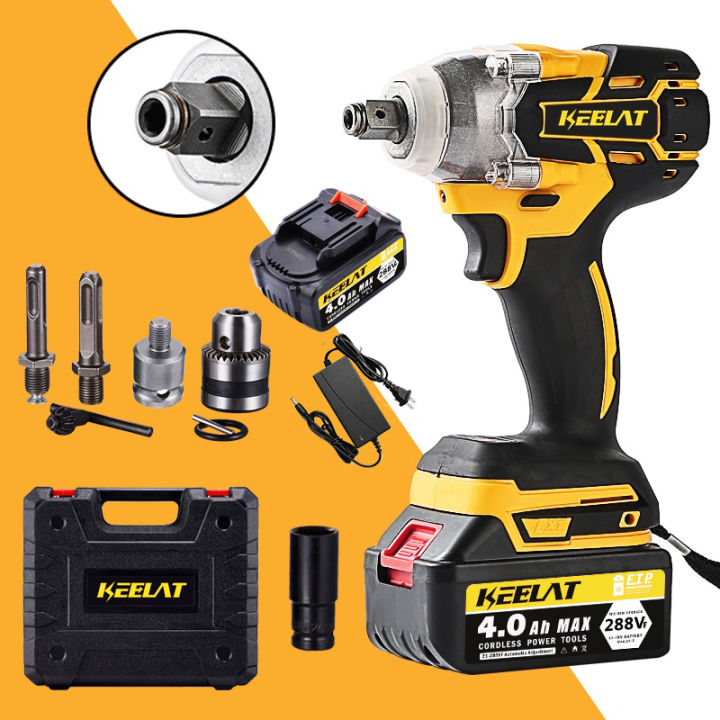 KEELAT KID004 1/2“ Cordless Brushless Impact Wrench Driver With Lithium Battery Electric Wrench Drill Tool Gun Power Tools