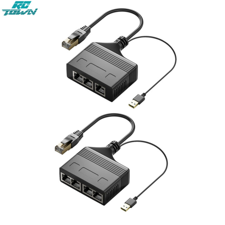 Rj45 Network Splitter Adapter Male 1 To 3 / 1 To 4 100mbps High-speed ...