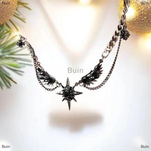[COD] Buin Punk Devil Wings Black Zircon Pendant Necklace For Men Women Gothic Hiphop Cool Dark Necklace Party Jewelry Accessories Gifts