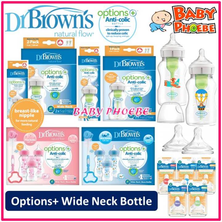 Dr. Brown's Natural Flow Option+ AntiColic WideNeck Bottle Botol Susu
