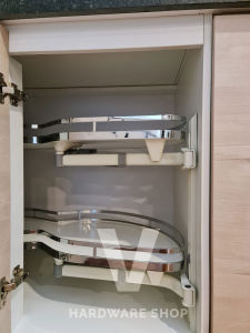 (READY STORE) Kabinet Almari Tarik Rail Rak Dapur Sudut Belok/ 180° soft close kitchen cabinet corner Put out basket