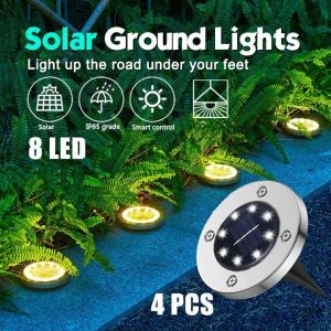 Lampu Tanam Taman Solarcell Tenaga Surya Outdoor Pavling 8LED Anti Air Untuk Pagar Balkon Halaman Rumput - Cahaya Kuning