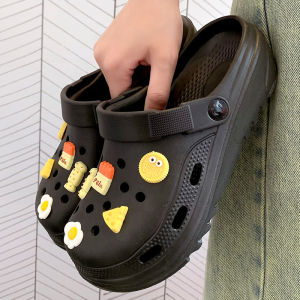 Free Shipping 2026 New EVA Thick-Soled Clogs For Women Outdoor Wear Height-Increasing Two-Way Wear Cartoon Sandals Beach Shoes In Stock