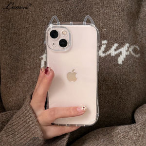 Cute Cat Ears Transparent Case for iPhone 16 15 14 13 17 Pro Max 17 Air 11 12 X Xr Xs 8 7 Plus Clear Soft TPU Ultra Slim Cover
