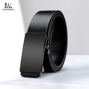 LouisWill Men Belts Real Cowhide Leather Belts Automatic Buckle Belt for Men Original Leather Men’s Waist Belts Nonporous Casual Business Belt Jeans Belt for Men