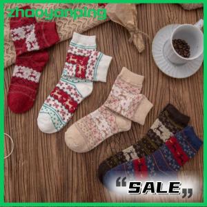 zhaoyanping 1 Pairs Deer Patterned Women Printed Thick Socks Suitable For Warm Soft Comfortable Christmas Stockings Autumn Winter Socks
