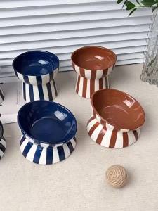 CeramicBowl Stripes High Footed Cat Bowl Food Water Bowl2026