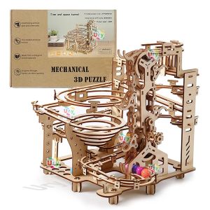 3D Wooden Puzzle Mechanical Track DIY Science Physics Maze Ball Model Kits Assembly Toy For Birthday Xmas Gift