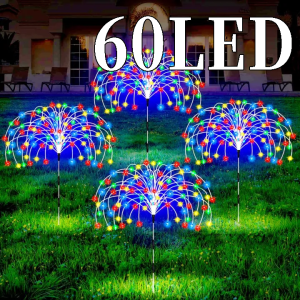 【Free Shipping】Solar Garden Lights Outdoor Waterproof Christmas Lights LED Firework Lamps for Fowerbed Garden Home Tree Flower Xmas Garden Decorations Solar Light COD