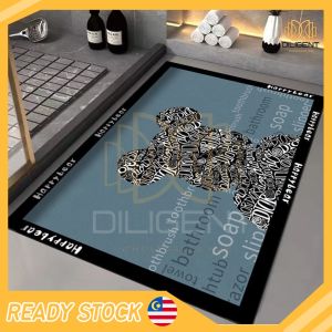 【D132 READY STOCK】Cartoon diatom mud toilet absorbent floor mat toilet door bathroom non-slip mat diatomite mat