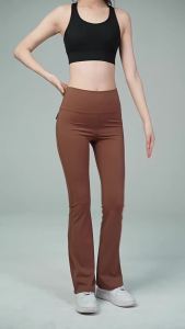 Lulu High Waist Yoga Pants Womens Hip Raise Slimming Stretch Slightly Flared Training Pocket Sports Leggings