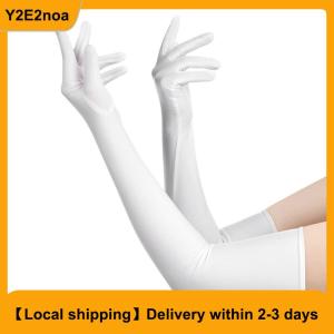 【Local shipping】 High Elastic Spandex Sun Protection Gloves Party Nightclub Wedding Performance Black Gloves