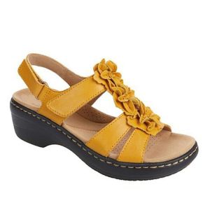 Free Shipping Plus-Size Sandals Summer 2026 New Collection: Open-Toe Wedge-Heeled Floral-Patterned And Casual Sandals With Buckle Straps