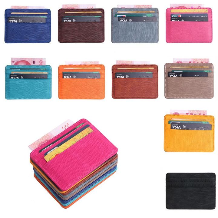 FSHEDR with ID Window 4 Card Slots Lizard Texture Wallet Credit Card ...