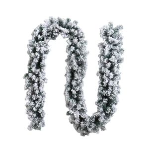 FOUNDTWO PVC Artificial Christmas Garland 2.7M White Snow Pine Leaf Rattan Strip Pine Garlands Flexible Christmas Decoration Rattan Christmas Day