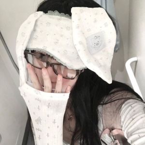 EIJINGY การ์ตูน ที่คาดผมหูกระต่าย ยืดหยุ่น นุ่มนวล กระต่ายปิดตา ไม่ซ้ำใคร หวาน ที่บังตาลายแมว KT ของตกแต่งทรงผม