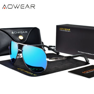 AOWEAR dành cho nam giới Kính râm hàng không cổ điển dành cho nam giới Kính râm phân cực nhôm cổ điển Kính chống nắng nam thiết kế thương hiệu Kính gương lái xe2026