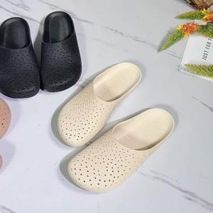 [Free Shipping] WomenS Open-Toe Slippers For Outdoor Wear Fashionable Flat-Soled Soft Bottom Non-Slip Hollowed-Out Breathable Beach Sandals Slip-On Mules