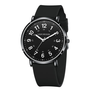 LIGE Fashion and Casual Quartz Watch Men 100% Original Waterproof Luminous Clock Women + Box