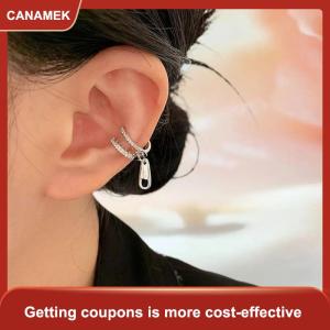 【CANAMEK】 1 cặp Rhinestone dây kéo Tai Cuff độc đáo mở-kết thúc thiết kế lấp lánh đá tổng hợp cho trang phục giản dị hoặc quà tặng cho đồ trang sức