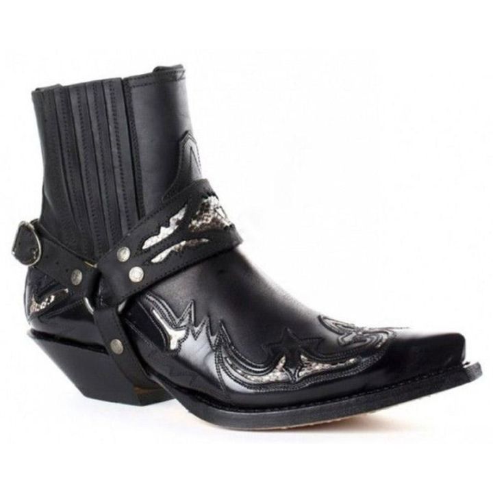 Men Shoes High End Carved Slip On Autumn Ankle Lether Boots