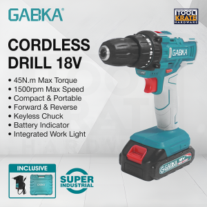 GABKA Cordless Drill 18V Double Speed Li-ion Battery Rechargeable Electric Screw Driver Heavy Duty