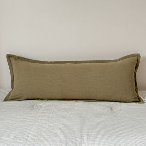 Ramie Cotton Bed Pillowcase Zippered Double-stitched Sofa Throw Pillow Cover Long Cushion Cover California King Queen Size2026