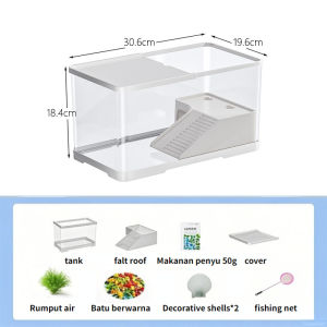 Turtle Tank Kit Basking Platform Turtle Tank Desk Aquarium Set360 Aquarium with UV LightBottom DrainageMulti-Function