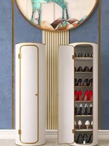 Inligent sterilization and ion freely rotating shoe cabinet small household entrance cylindrical shoe rack vertical space saving