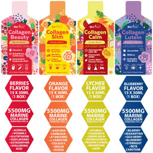 Biofinest Marine Collagen Peptides Beauty Slim Lutein Calm Drink 5500mg -Skin Hair Nail Glow Eye Vision Calm Mood Rest Sleep Detox Weight Loss - Vitamin C Glutathione Hyaluronic Acid Ashwagandha Zeaxanthin Bilberry Garcinia Cambogia Berries Enzymes (30ml)