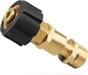 Pressure Washer Swivel Adapter Connector NPT M22 14mm Female to Male Power Washer Coupler Fittings for Hose Solid Brass 5000PSI