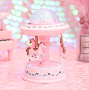 Romantic rotating projection lamp Carousel Music box Music carousel Home decoration Cake decoration Birthday gift
