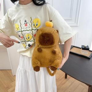 Kawaii Fashion Plushie Doll Fur Bag Capybara Plush Backpack Childrens Bag Shoulder Bag Mini Knapsack Bags Gifts For Girlfriend