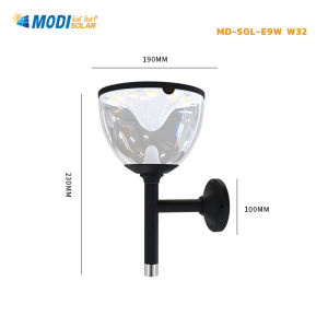 MODI โคมไฟหัวเสาโซล่าเซลล์ สีขาว/เหลือง 4W Outdoor garden light ไฟยึดผนัง ไฟตั้งพื้น กันน้ำIP65 ทนแดด ตกแต่งส่วนหน้าบ้าน