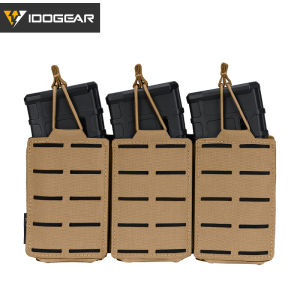 IDOGEAR Túi Ba Tạp Chí Chiến Thuật LSR 556 Ba Mag Tàu Sân Bay Nylon MOLLE Mag Pouch Túi Đựng Đồ Rằn Ri Quân Đội Cắt Laser