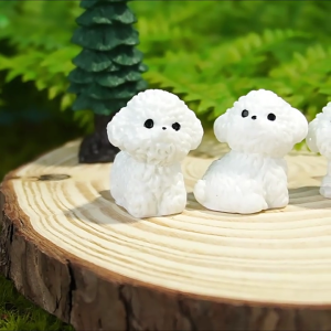 Pack Of 10 Bichon Frise Puppys Figurines for Home and Garden Decoration Realistic Resins Miniatures