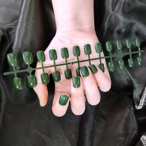 【Cash on delivery】24pcs/Free glue/short round solid color fake nails/finished nails/nail stickers/art stickers/tattoo stickers/glossy French nails/glue fake nail stickers/nail care/nail stickers/art Stickers/nail decoration/Fake nails with glue