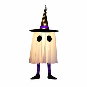 SIERWU với nắp hình nón Bóng ma treo trang trí Halloween Sử dụng pin Sáng rực Đèn Halloween  Đồ trang trí Halloween Đèn LED hình mũ phù thủy dành cho bữa tiệc nhà ma ám
