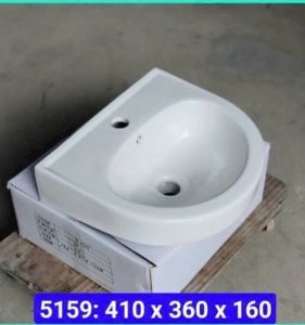 Chậu rửa mặt lavabo Treo Tường có ốc vít 5159 men NANO trắng sáng chống ố chống bám bẩn