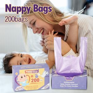 EQUITY 100/200Pcs Leak-proof Portable Garbage Bag Hygiene Bags Scented Disposable Nappy Bags High Quality Odor Removing Baby Diaper Bags For Diaper or Feminine Products