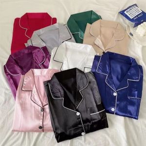 [ส่งเร็วพิเศษ!] 3333 SPS ชุดนอนสตรีแบบแขนสั้นขาสั้นติดกระดุมด้านหน้า ชุดนอนผ้าซาติน ลื่นไม่ยับง่ายมีหลายไซส์หลายสีให้เลือก