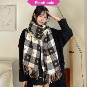 SHENHAO2🎀 Mới Mùa Thu Và Mùa Đông Khăn Cho Phụ Nữ Dệt Kim Hình Trái Tim Sọc Dễ Thương Cô Gái Mùa Đông Khăn Cao Đẳng Thời Trang Giản Dị Khăn Choàng Khăn