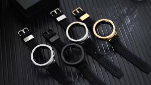Silicone Band with Metal Case Compatible with Galaxy Watch 4 5 44mm Rugged Stainless Steel Cover with Adjustable Replacement Bands for Samsung Galaxy watch 4 5 44mm Men (Black)