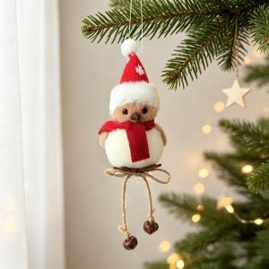 YOUSHI TOP Mũ Giáng Sinh Đồ trang trí hình chim bằng vải mềm Nơ đỏ Sáng tạo Trang trí Giáng sinh Mềm mại Khăn quàng cổ Đồ trang trí treo cây thông Noel Đồ trang trí tiệc