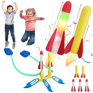 Children Outdoor Foot Launcher Eva Foam Cotton Material Luminous Soaring Rocket Sports Toys