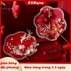 [COD] EHBqna 3PF Ship within 24 hours Trung Quốc Retro Chúc May Mắn Fan Cưới Cầm Tay Hoa Fan Với Tua Cổ Tinh Tế Mặt Dây Chuyền Quà Tặng